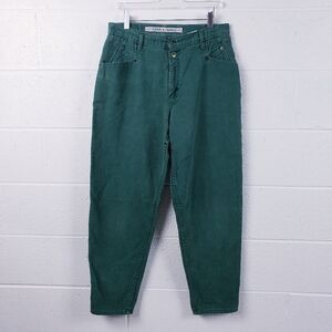 Vintage 90s Y2k Zena Denim Mom Jeans Green High Rise Pleated Women's Size 14